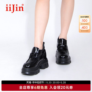 乐福单鞋 iiJin艾今官方春秋超轻10.5cm厚底内增高经典 女YF958EXF1