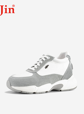 iiJin艾今25新款8.5cm厚底内增高格雷系休闲撞色老爹鞋女937INA