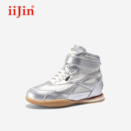 iiJin艾今25秋新7cm薄底内增高休闲拼接高帮德训鞋拳击鞋女321RWA