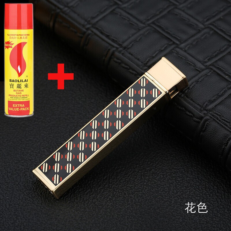 百诚充气打火机创意超薄金属便携砂轮明火点烟器点火器 个性 海草