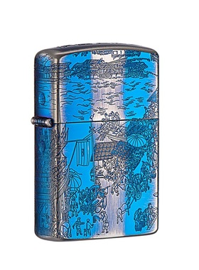 ZORRO佐罗92016清明上河图熏蓝黄铜礼品煤油打火机个性创意男士潮
