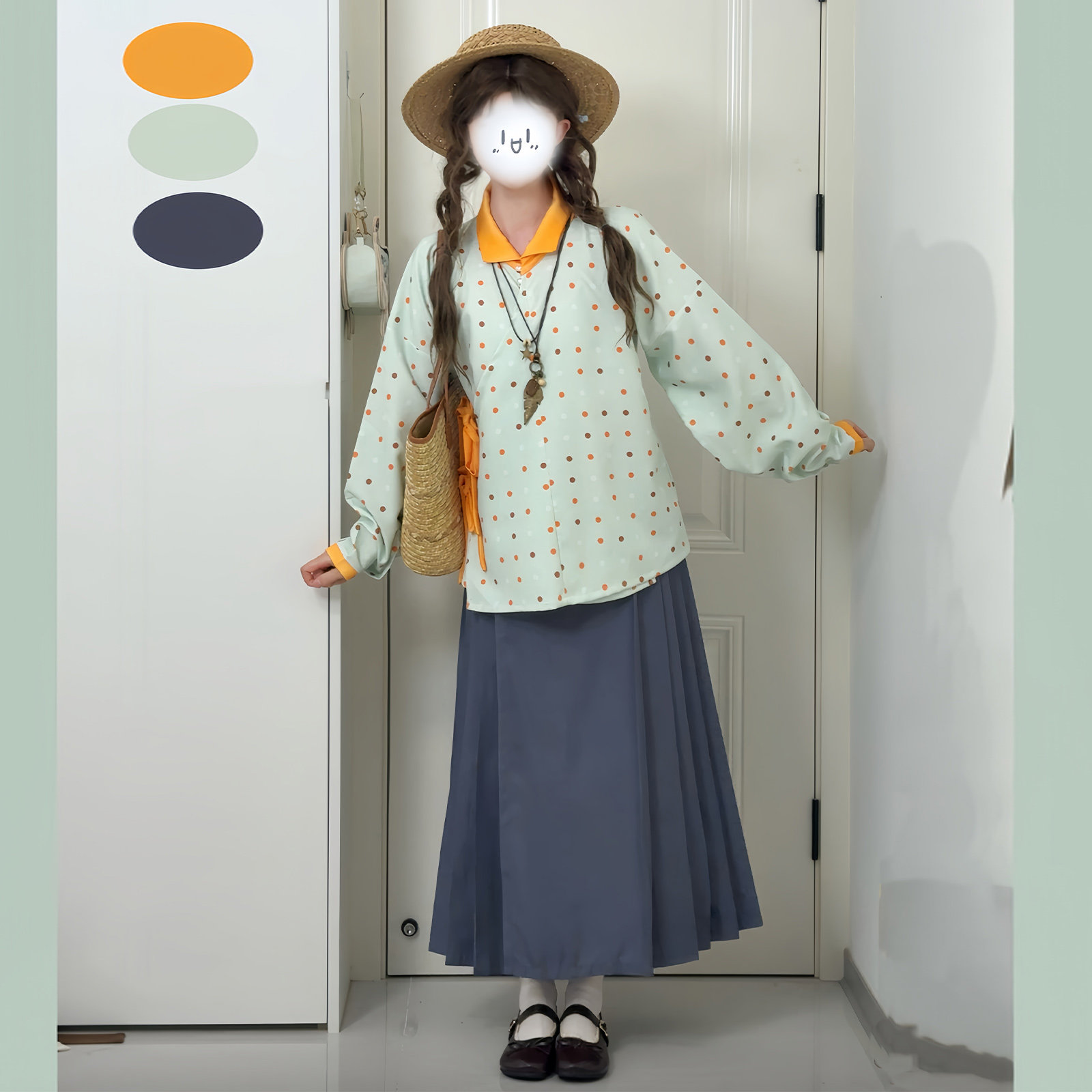 汉服女明制翻领衫弓袋袖图片