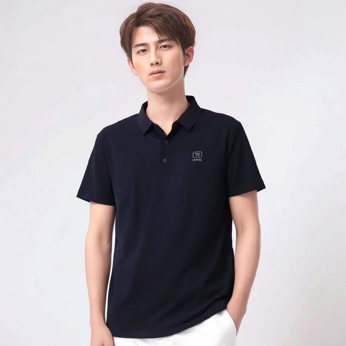 夏男士高端冰丝速干POLO衫舒适黑色百搭翻领短袖T恤商务休闲男衫