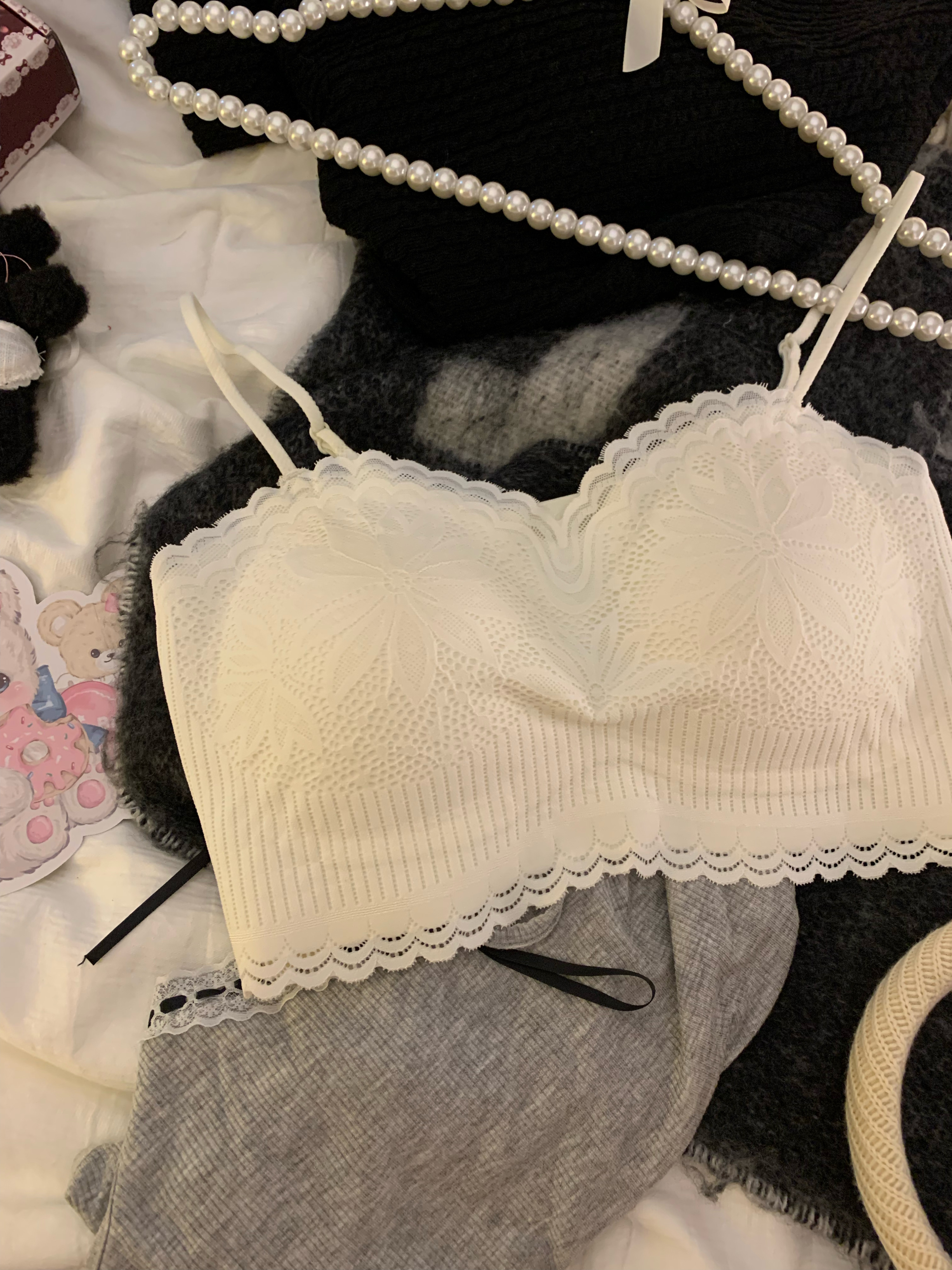 蕾丝抹胸式吊带内衣女小胸聚拢无钢圈细肩带裹胸百搭小背心文胸罩