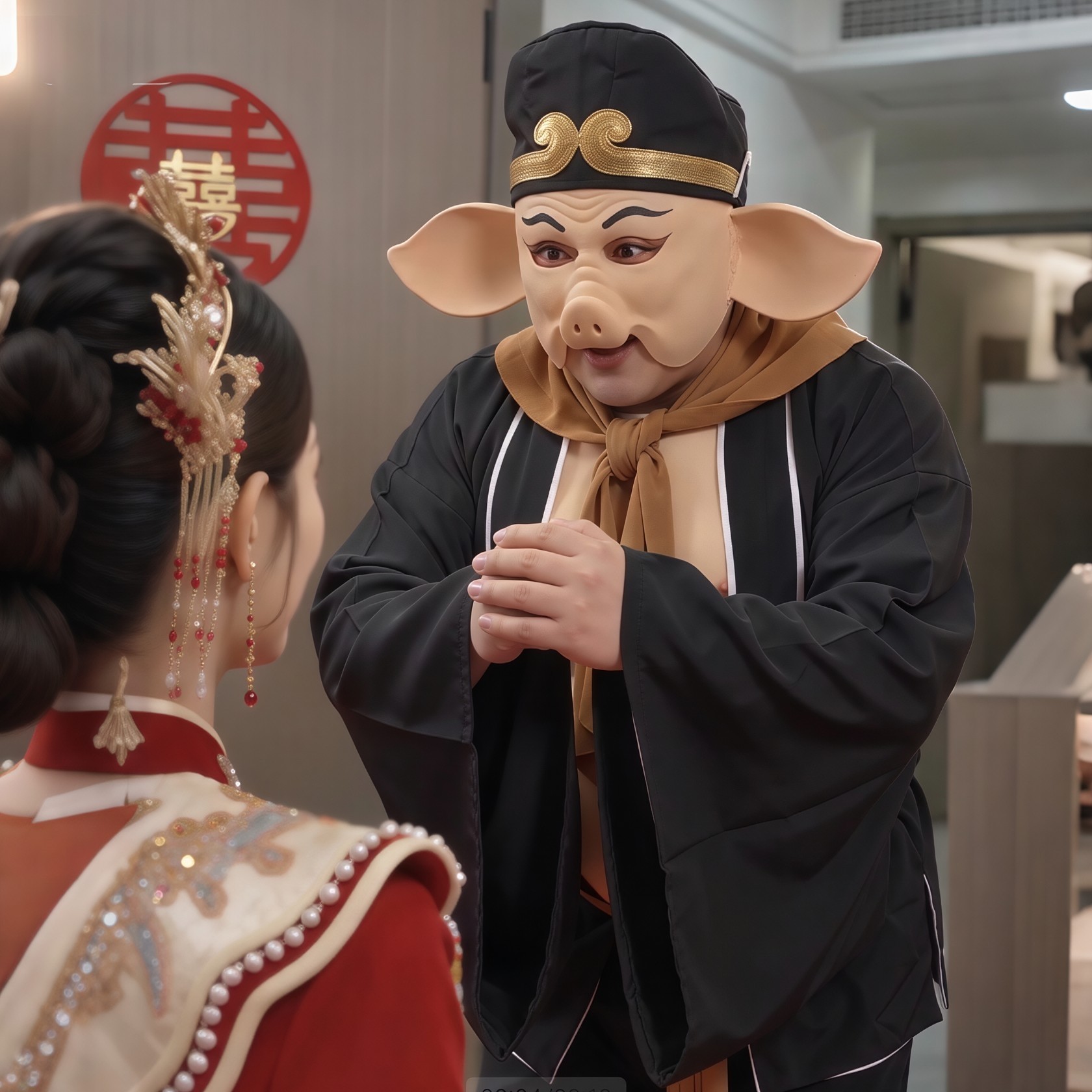 猪八戒师徒四人角色扮服婚礼迎亲伴郎西游记抖音直播搞笑演出礼服
