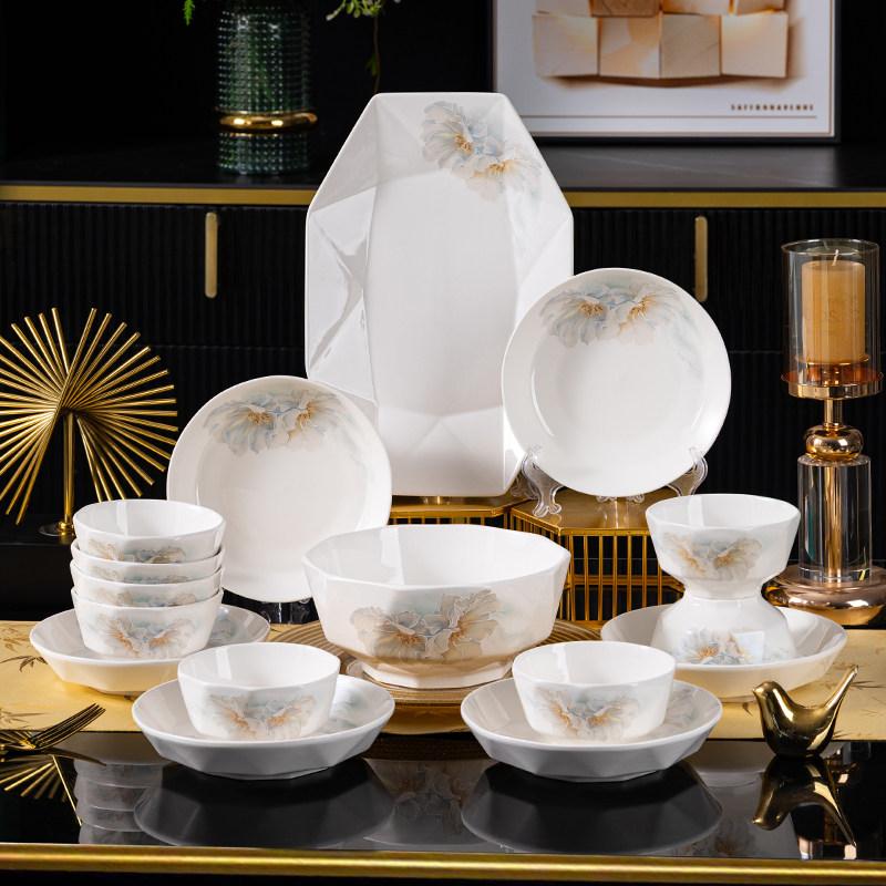 碗碟套装家用2026新款高颜值陶瓷中式碗具碗盘餐具整套乔迁新居