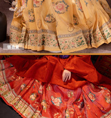 千黛远山 花鸟升平 妆花纱明制六米摆梯形百褶马面裙织金仙春夏