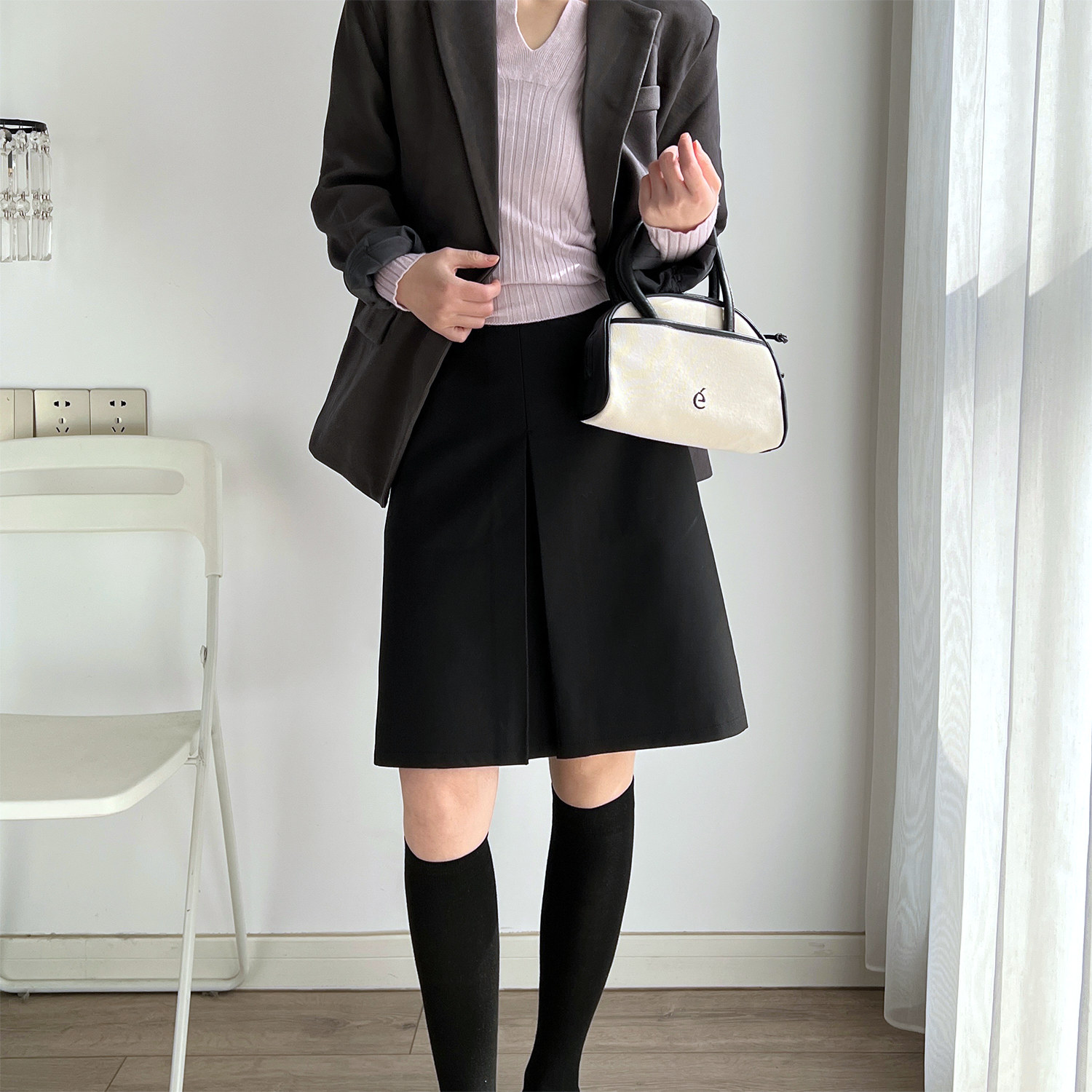 黑色设计感西装半身裙女2026半身裙