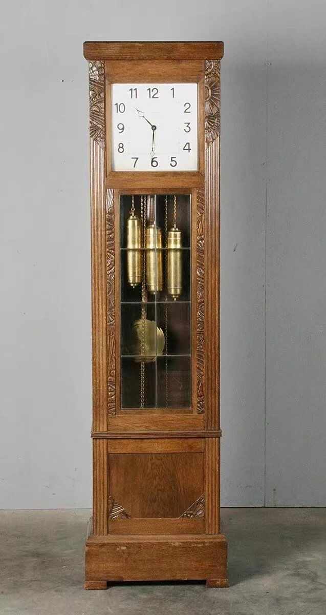 复兴西洋古董家居 法国Vedette温德特Art Deco风格橡木落地钟