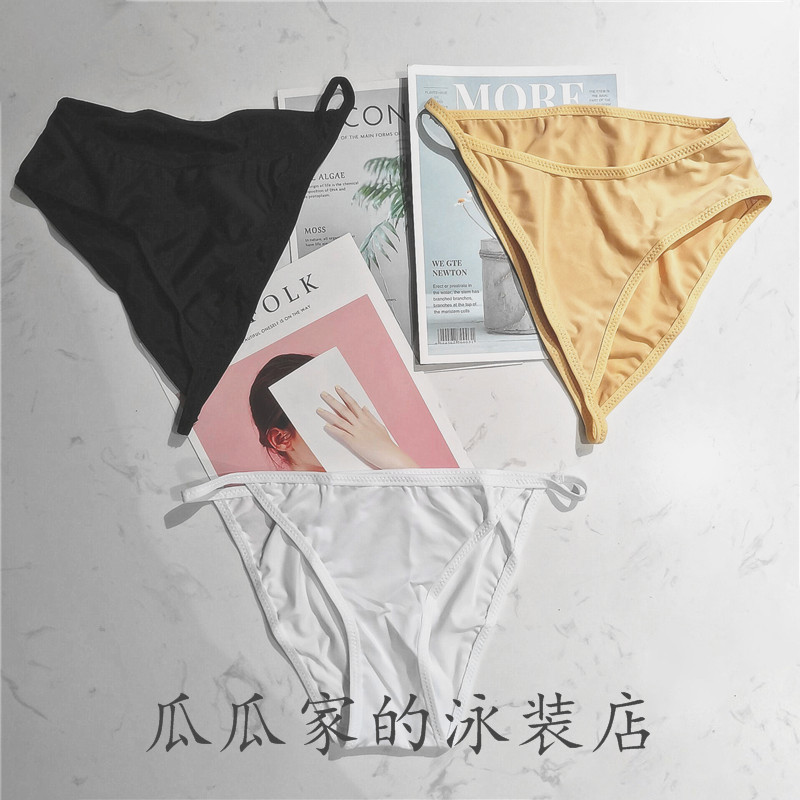 夏季性感三角比基尼黑色打底裤 纯棉卫生裤 泳衣白色防走光底裤女