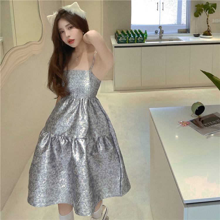 Real shot craft embossed jacquard baby dress princess skirt lady Xia