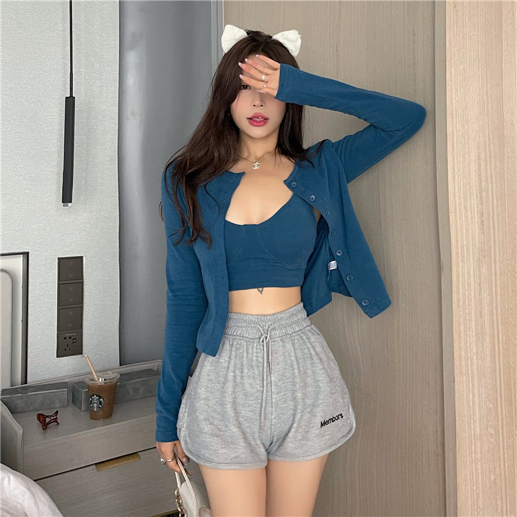 Casual fashion suit women's style age reducing long sleeve shawl + temperament bra sling vest suit