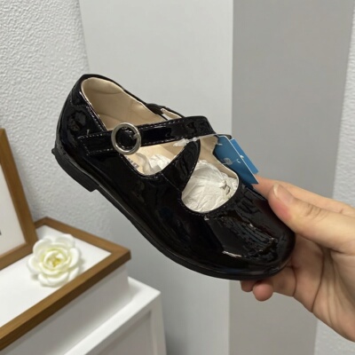 专柜正品斯乃纳童鞋春秋款K007女童公主舒适休闲黑色百搭单皮鞋