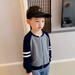 27kids儿童拉链纯棉细毛线开衫毛衣中小童秋季洋气男童装针织外套