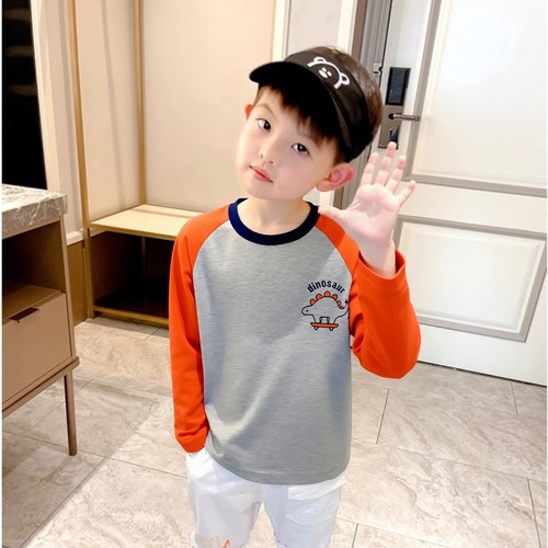 儿童秋季打底衫纯棉卡通恐龙T恤