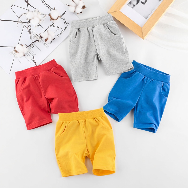 品牌五分裤男童纯棉纯色运动短裤