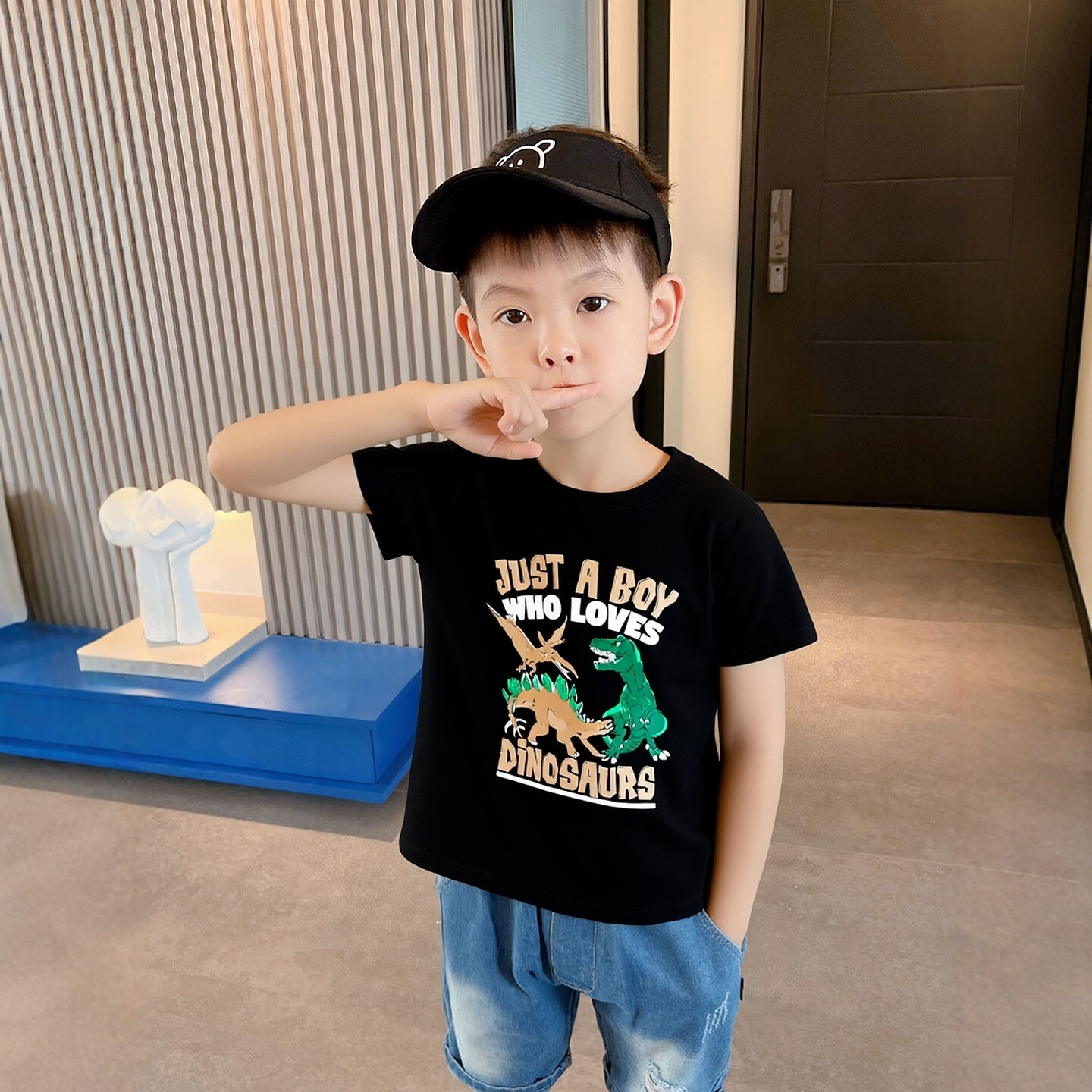 外贸童装2026夏季男孩纯棉印花恐龙短袖T恤衫 印花半袖宝宝衣服潮