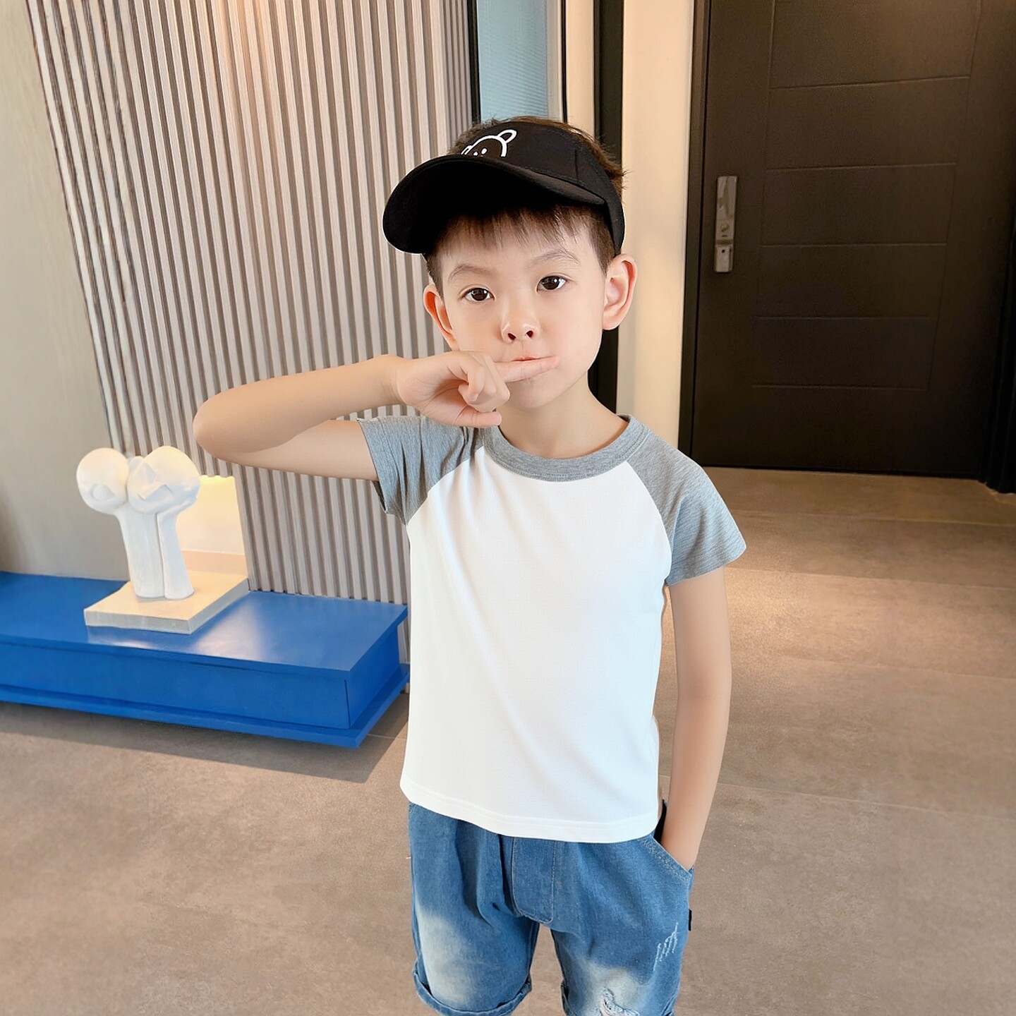 童装2026夏季新款 儿童纯棉短袖T恤纯色广告衫定制无图案儿童衣服