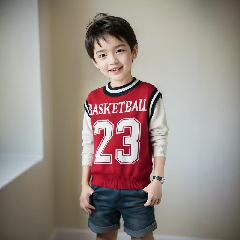 27kids品牌童装2025秋装男童细毛线针织衫假两件儿童纯棉圆领毛衣