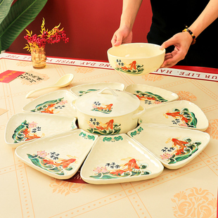 团圆饭拼盘餐具组合盘子菜盘家用2026新款年夜饭碗盘套装新年碗碟