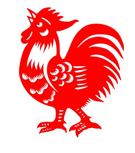 大红公鸡镂空玻璃贴不干胶窗花