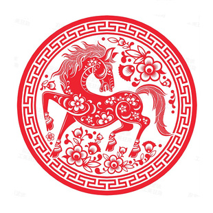 生肖马剪纸福字窗花静电贴纸玻璃门窗户装饰新年春节马到成功马年