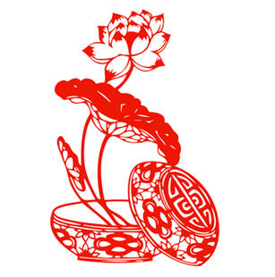 荷花剪纸窗花和气贴纸花鸟装饰玻璃贴防水不干胶贴画PVC窗花贴画