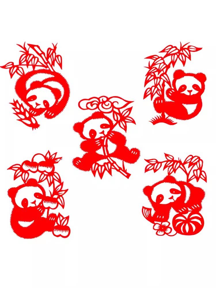 新款熊猫剪纸手工艺术成品儿童幼儿园窗花中国风特色礼品送老外