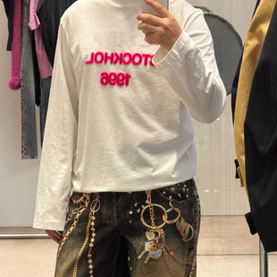 A家春夏新款1996数字植绒长袖T恤男女宽松休闲打底衫薄款防晒罩衣