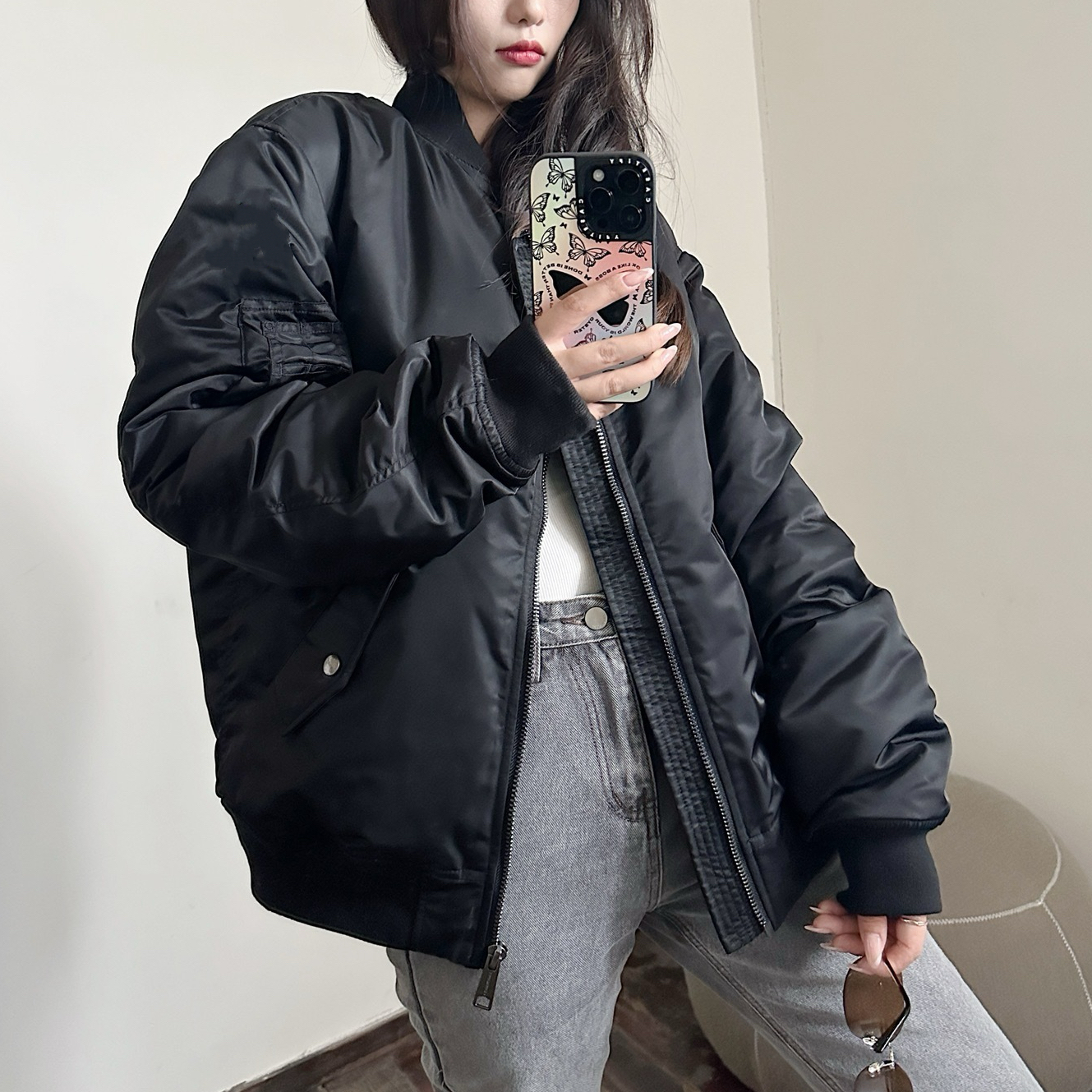 高定版秋冬加厚保暖美潮刺绣小蜗牛雪丽棉MA1飞行夹克男女外套