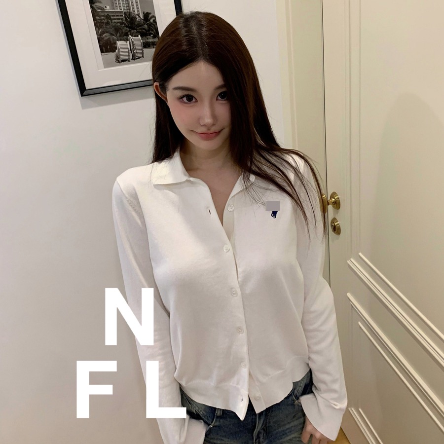 经典老钱风米白色马球领针织开衫