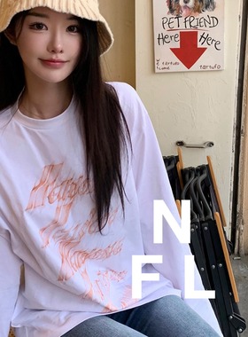 【NEW FOOLLAND】2025春W@1D0NE情侣款复古字母LOGO印花长袖T恤