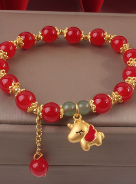 女孩手链2026新款生肖马红珠手串