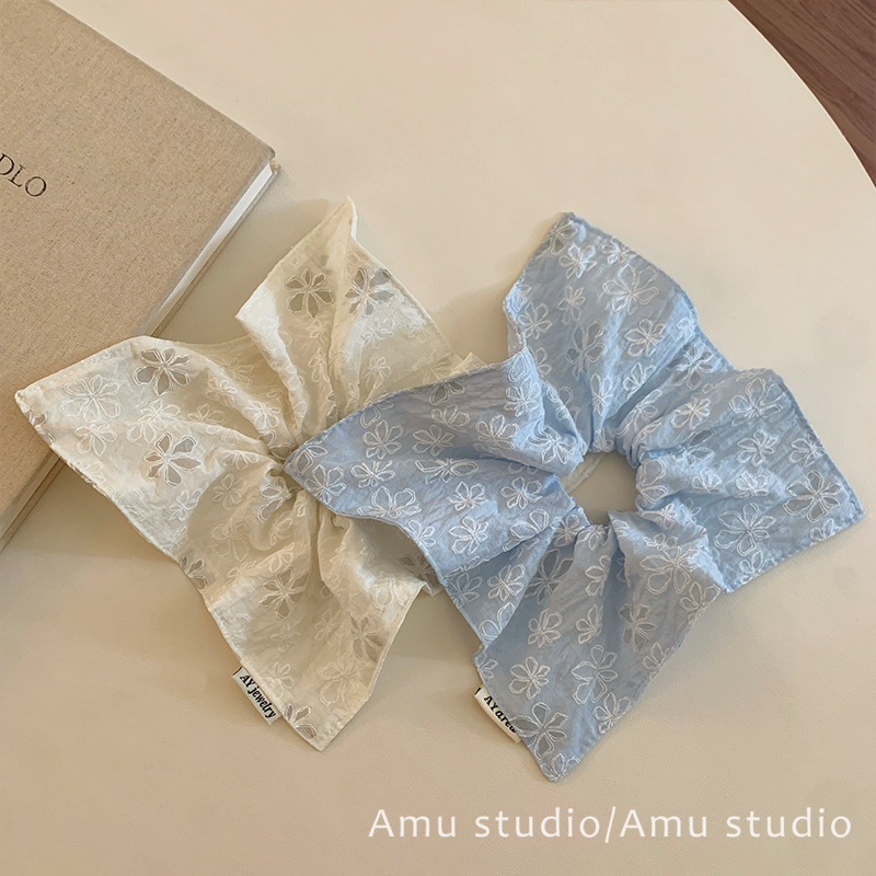 韩系花朵慵懒风方巾大肠发圈女方形扎头发低马尾发绳头绳皮筋发饰