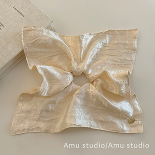 高级感亮面方巾发圈大肠圈女韩系方形侧低马尾发绳扎头发皮筋头绳