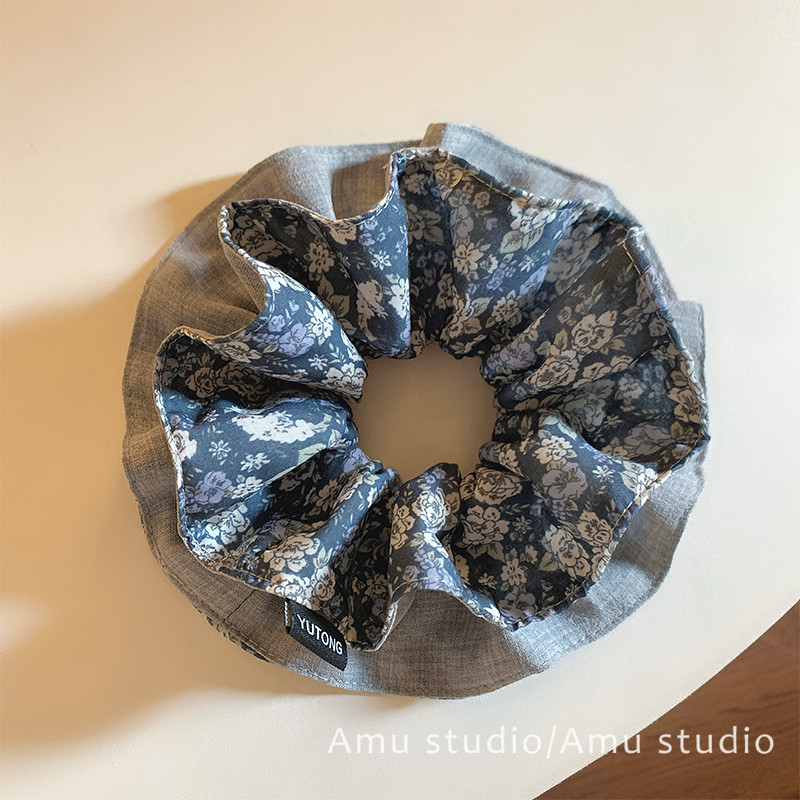 韩国新款双层双面复古碎花大肠发圈女扎头发丸子头发绳低马尾头绳,饰品/流行首饰/时尚饰品新,发饰,淘宝优惠券,粉丝福利购,淘宝优惠卷