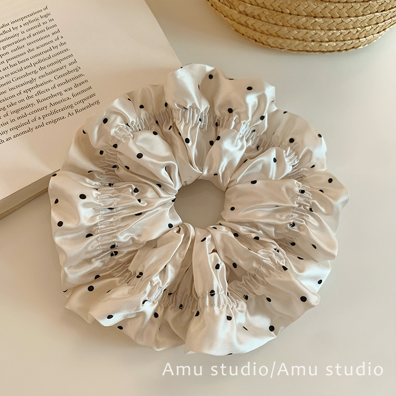高级感缎面大号波点大肠发圈女韩系优雅扎头发丸子头发绳头绳皮筋