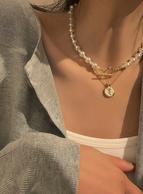 珍珠女法式双层高级项链好货上新