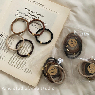 5条装 高弹力基础头绳发圈简约高马尾橡皮筋女扎头不伤发发绳发饰