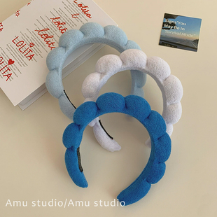 可爱蓝色云朵发箍女款 洗脸专用高颅顶宽边压发发卡头箍网红发饰品