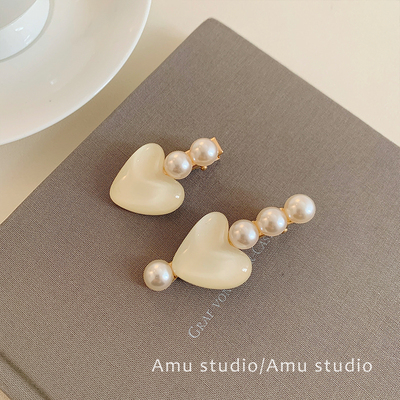 高级感气质爱心珍珠发夹女侧边夹甜美一字夹鸭嘴夹碎发刘海夹头饰