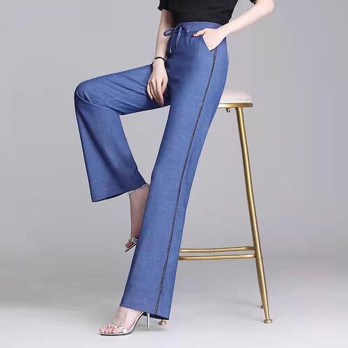 清仓新款～2024女士冰丝牛仔裤弹力直筒裤夏季裤子妈妈休闲裤女潮