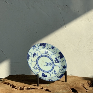 东际器物手工锻打盘子托架空间展示用盘支架餐盘展示架铁艺盘架