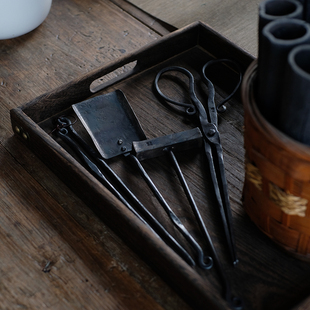 东际手作锻铁碳炉工具碳钳碳筷碳锤碳铲围炉煮茶炉配件四件套