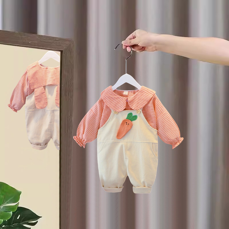 女童秋装背带裤套装2025新款