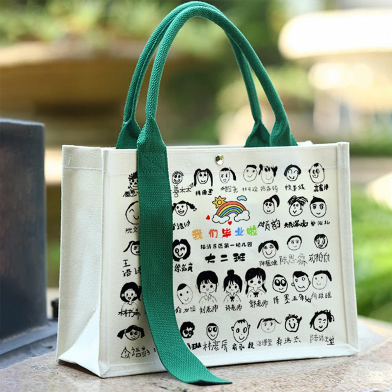 加急定制立体帆布托特包印logo图案加厚手提飘带大容量企业学校宣
