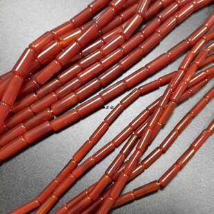 红玛瑙管珠圆棍散珠圆珠半成品diy手链项链耳饰配件材料