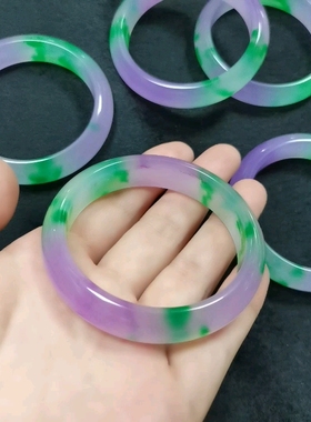 天然石英玉冰种飘花时尚宽版手镯