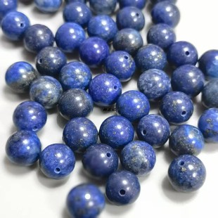 天然青金石散珠无孔半孔圆珠DIY古风耳饰吊坠发簪饰品配件材料