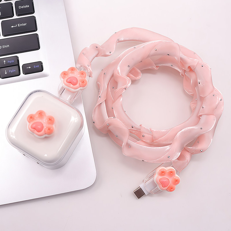 适用苹果40W充电器软壳17pro数据线保护套16绕线器14快充15女ipad